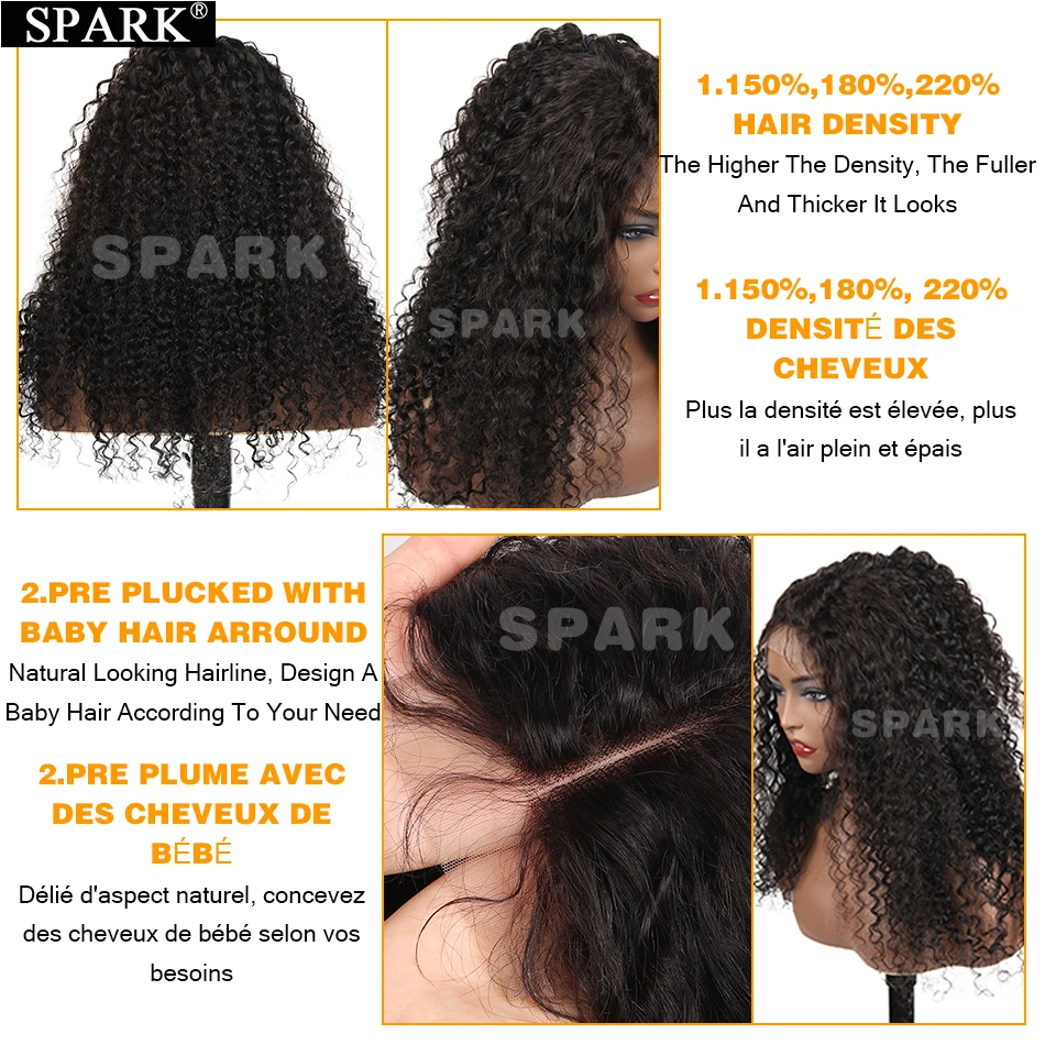 Harga Spark Ombre Renda Depan Rambut Manusia Wig Mongolia Afro Kinky Curly Digunakan Dipetik 13*4 & 4*4 Renda Frontal Wig Rambut Manusia Wig Remy