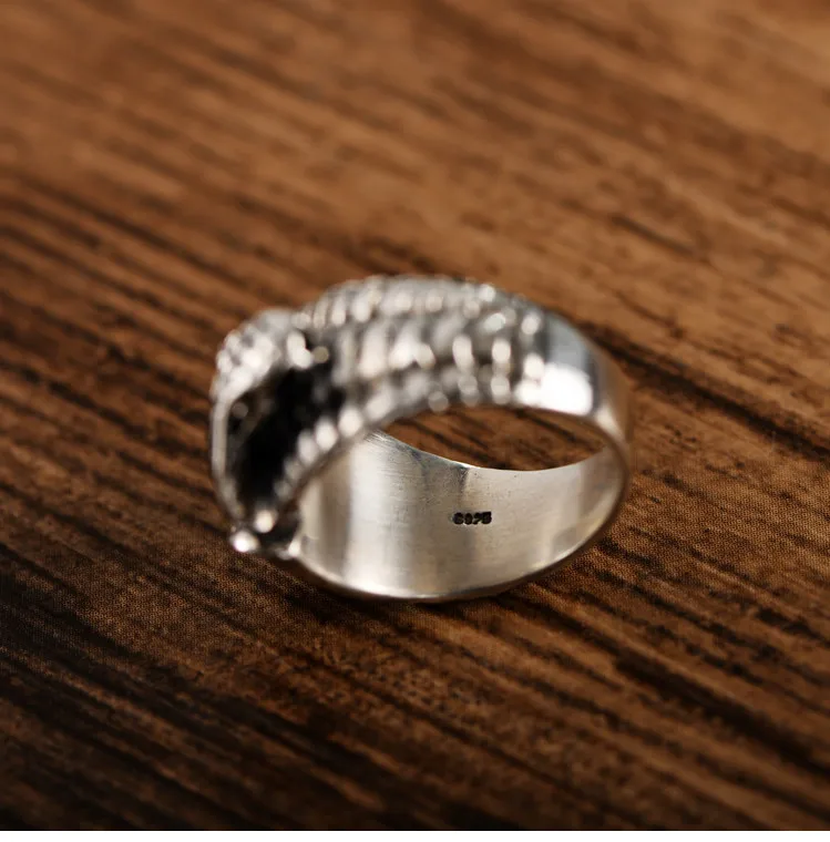 

925 sterling silver retro Thai silver trend men's python ring domineering snake head eye ring