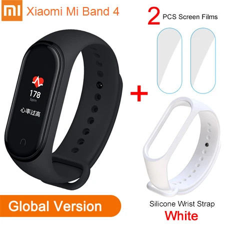GB Add Sli Strap Xiaomi mi Band 4 Global language mi Band 3 фитнес-браслет AMOLED цветной экран 50 м Swi mi ng водонепроницаемый пульсометр - Цвет: GB Add Sli Strap