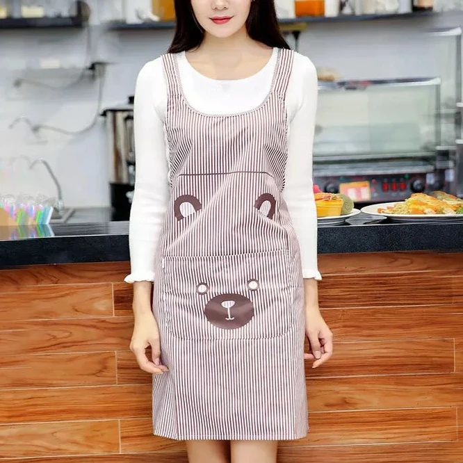 

Shoulder strap H-style fashion apron slip-back sleeveless home overalls waterproof cute PVC apron wholesale