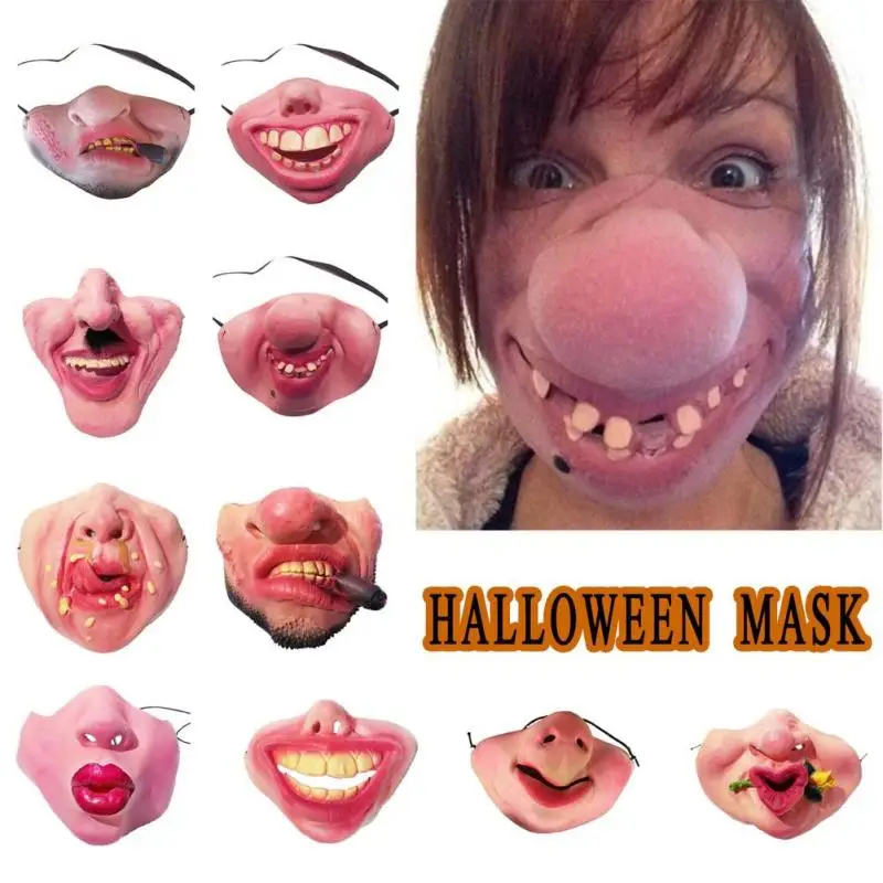 

Adult Party Mask Latex Clown Joy Cosplay Props Humorous Elastic Band Half Face Horrible Scary Masks Halloween Party