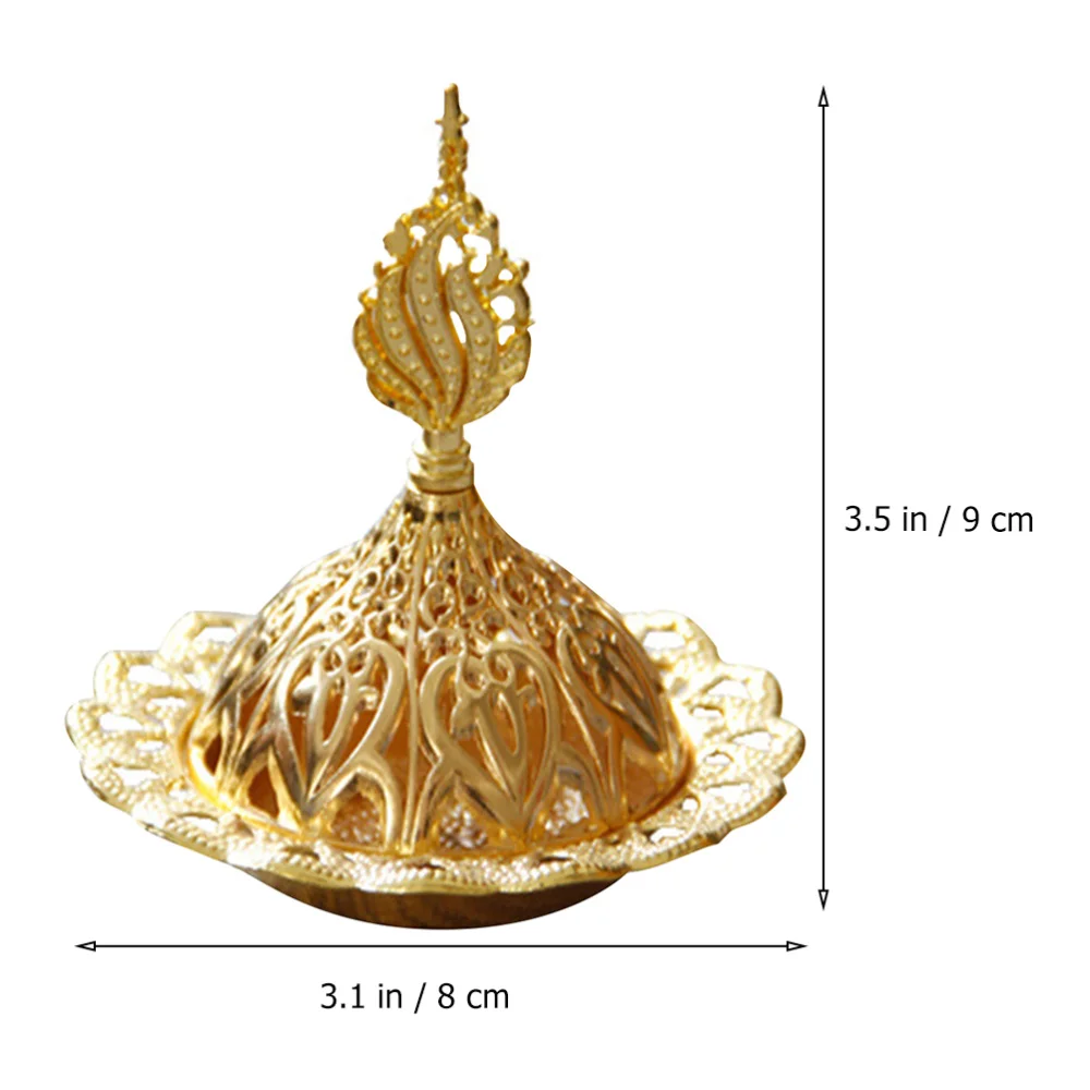 

1Pc Metal Incense Burner Hollow Golden Tower Arab Style Censer Holder Oil Burner