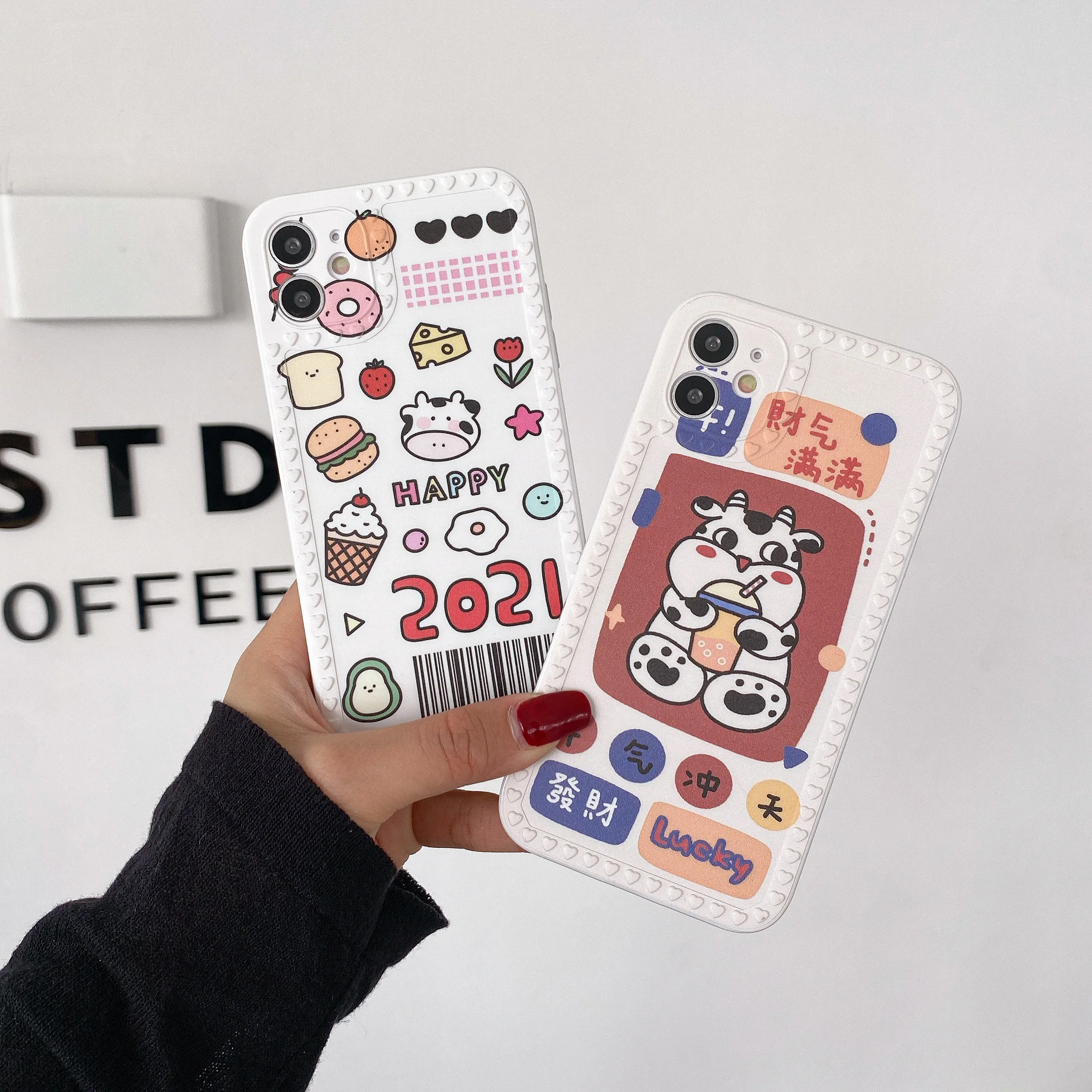 

Cartoon Cute Heart TPU Silicone Shockproof Phone Cases For iPhone 11 12 Pro Max Mini 7 8 Plus XR XS MAX Full Lens Back Cover