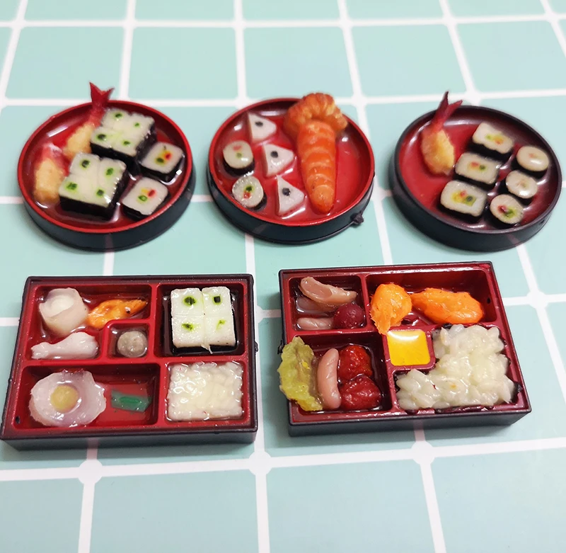 Мини Ланч бокс для японских суши в масштабе 1/6 кукольного домика Миниатюрная