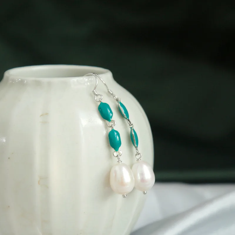 

GREEN PURPLE Natural Freshwater Pearl Y Type Long Necklace For Woman Couple Dating Charm Fashion 70CM Pendant Chain Jewelry Sets