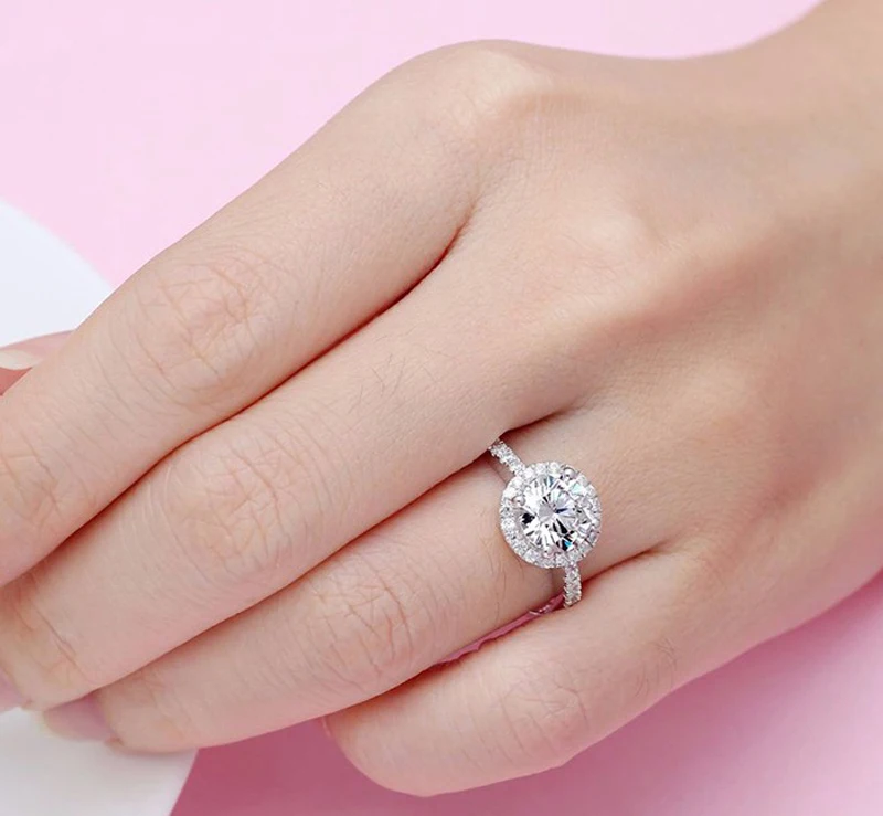 YINHED классические 1 5 карат Круглый Алмазный фианит Свадебные Кольца для женщин 100%