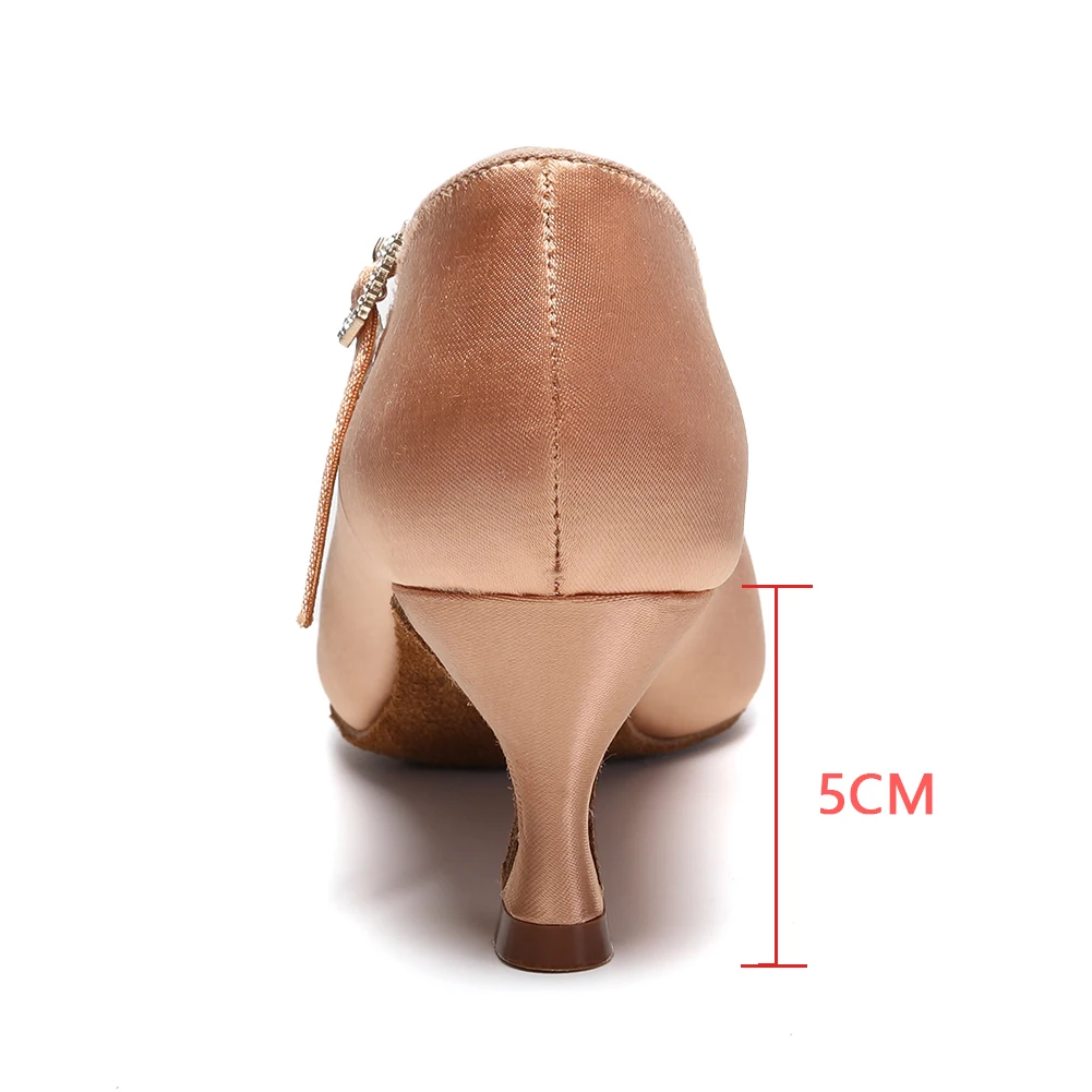 Women Modern Dance Shoes Girls SILK Dancing Shoes Ballroom Soft Outsole Latin Dance Shoes For Women Closed Toe Tango Hight Heels