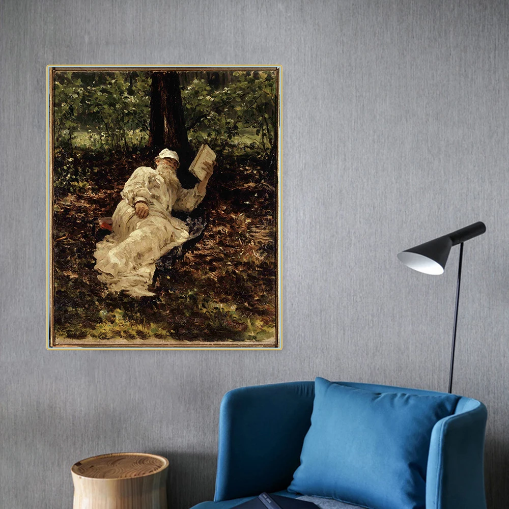 

Ilya Efimovich Repin《Tolstoy resting in the forest》Canvas Oil Painting Artwork Poster Picture Wall Decor Modern Home Decoration