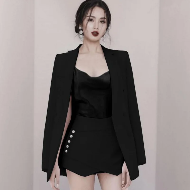 Professional Fashion Small Fragrance 3 Piece Outfits 2019 Autumn And Winter New Suit Jacket + High Waist Short Pant Set |