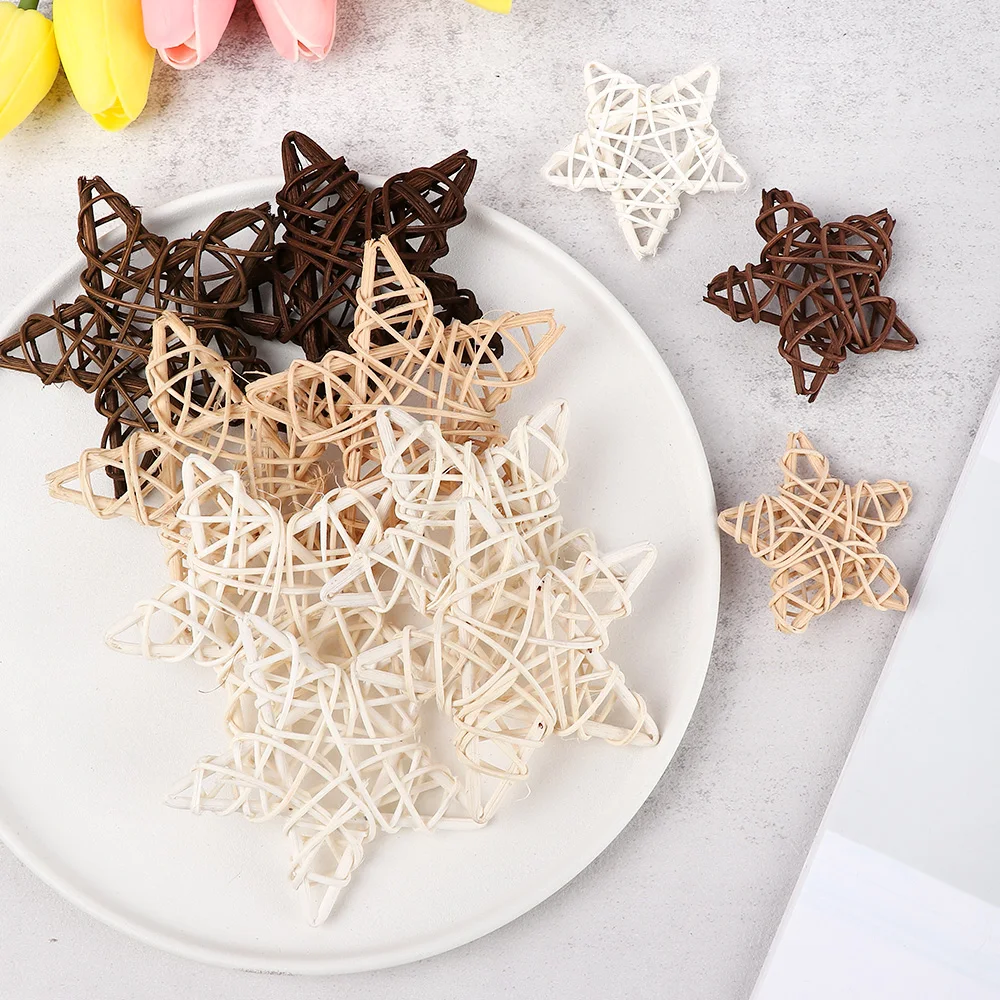 10Pcs Natural Vine Heart Stars Rattan Ball Mixed Color DIY Wreath Accessories Home Decor Xmas Tree Ornament Wed Party Supplies |