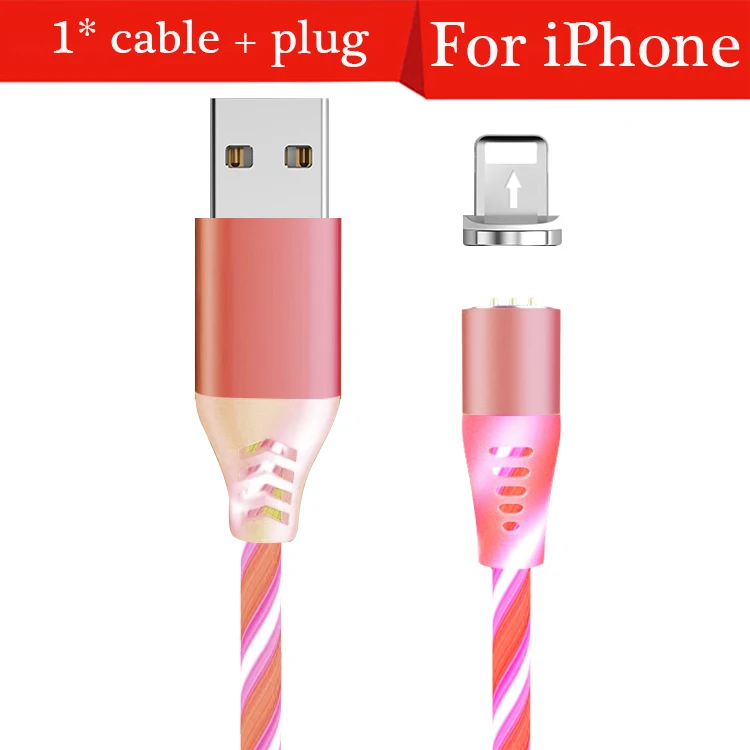 2.4A светодиодный легкий магнит type C Micro USB кабель для Xiaomi huawei Iphone Магнитный кабель для быстрой зарядки шнур для зарядного устройства USB C кабель для передачи данных - Цвет: Red Ios cable