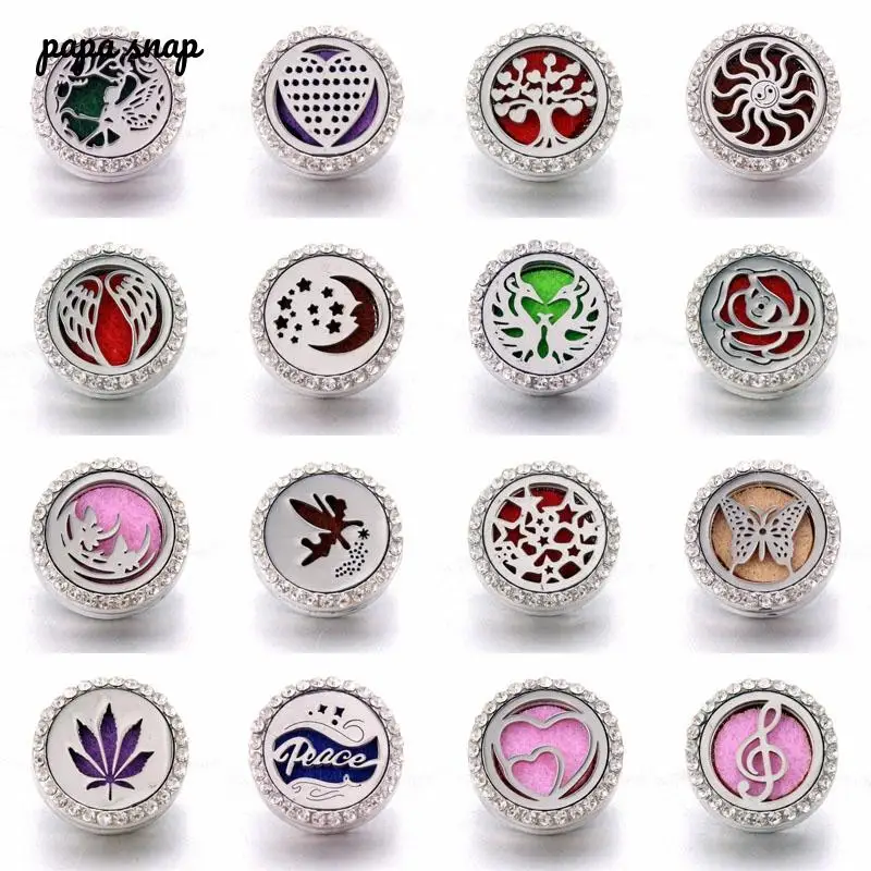 

New Snap Jewelry tree of life Aromatherapy buttons Perfume Locket Magnetic Stainless Steel Essential Oil Diffuser Buttons