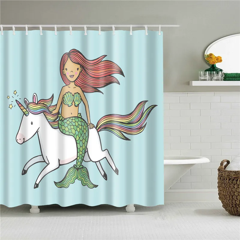Занавеска для душа с изображением русалки водонепроницаемый экран ванной