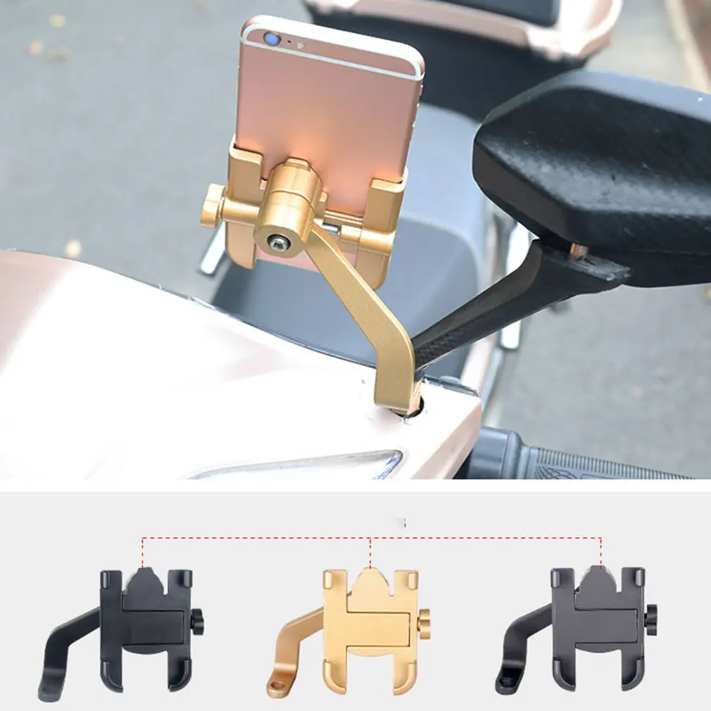 

Aluminum Alloy Fixed Mobile Phone Holder GPS Adjustable Width Suitable For Motorcycles Rearview Mirror Type