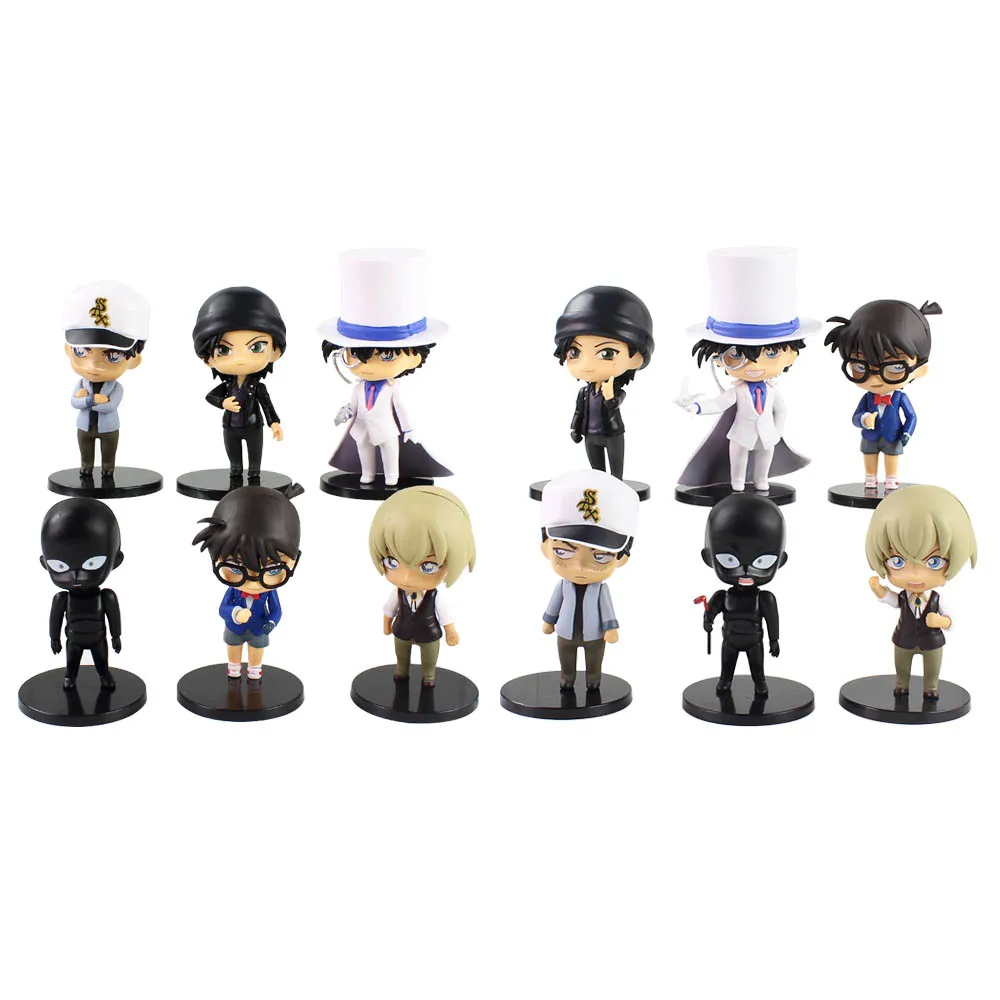 

6pcs/lot 2Styles Anime Detective Conan Kaitou Kiddo Hattori Heiji PVC Figure Toys Collection Model Dolls