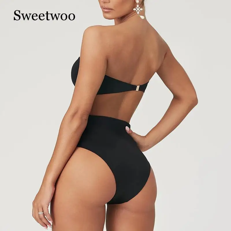 Бикини с завышенной талией 2019 сексуальный черный комплект бикини высокими