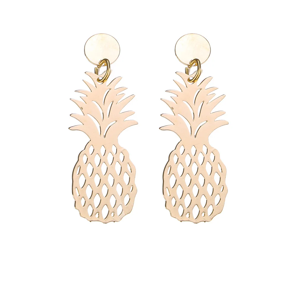 Pineapple Gold Sindlan, забавные висячие серьги в виде слона, ананаса, Преувеличенные массивные серьги в виде животных, корейские ювелирные изделия, серьги для женщин - Окраска металла: Pineapple Gold