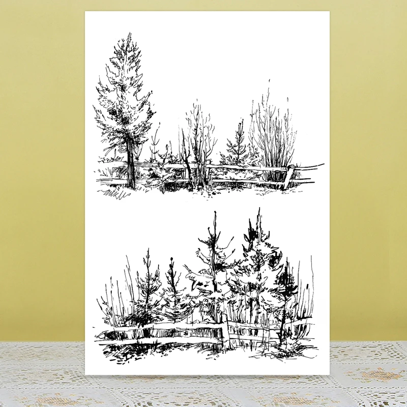 AZSG сосновые деревья лесная трава резка штампы/тюлени для DIY скрапбукинга/карты