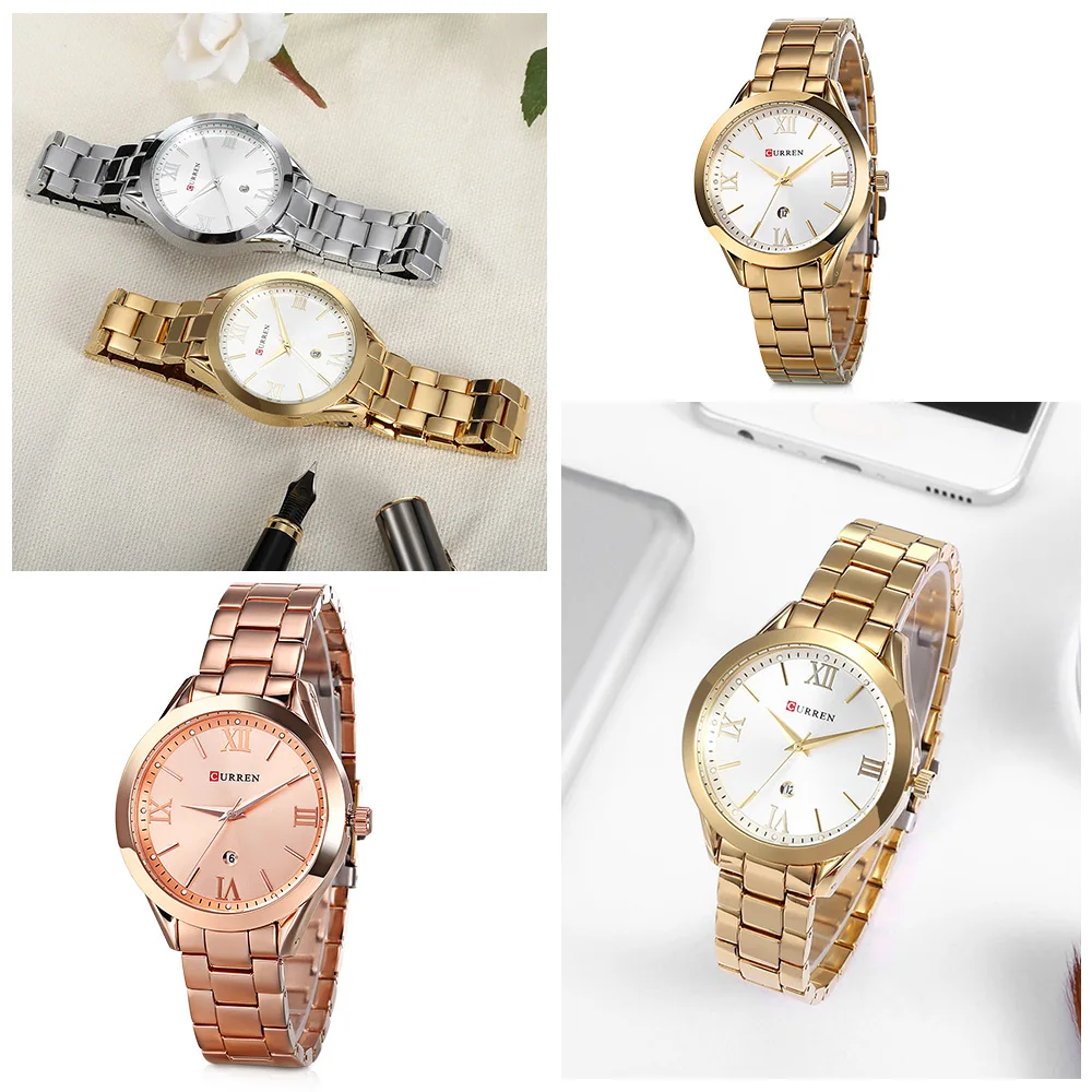hot fashion ladies watches top brand luxury female clock rose gold stainless steel bracelet quartz watch women curren watches free global shipping