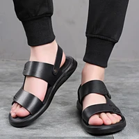 summer leather sandals men outdoor breathable beach shoes flip flops fashion shoes indoor slides man slippers flat sandals 2021
