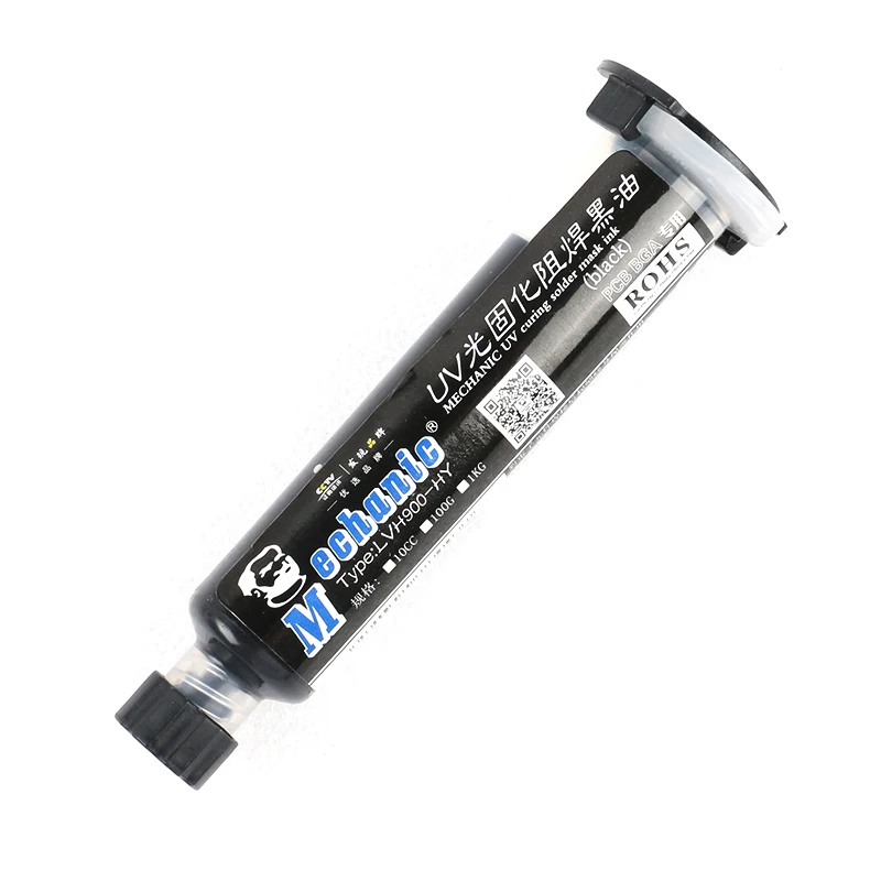 2pcs/lot Black UV Light Curable Resistant Welding Flux Oil 10CC Soldering Mask Paste Oil+neddle For PCB Circuit Board Protect |
