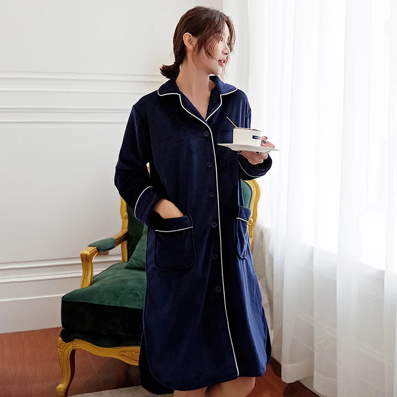 

New Spring Autumn Island Velvet Nightdress For Women Fashionable And Elegant Lady Comfortable And Loose Casual Home Nightdress