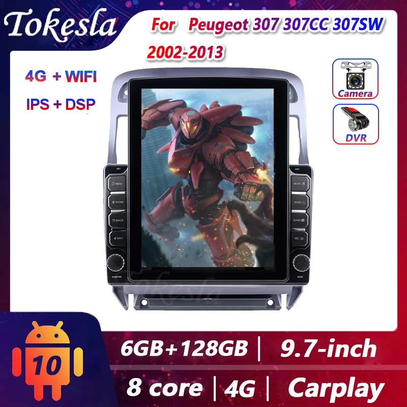 

Tokesla For Peugeot 307 307CC 307SW Car Radio Android Tesla Screen Dvd Automotivo Central Multimedia Stereo Receiver Players Mp5