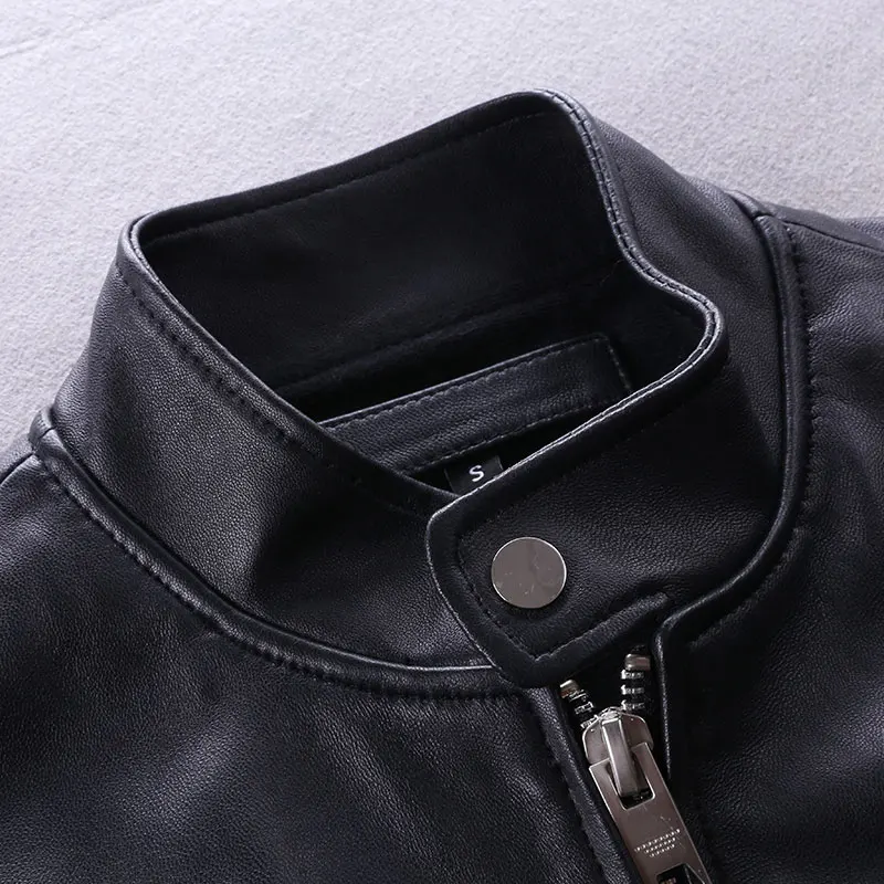 Модное осеннее пальто из овчины для мужчин черная деловая куртка натуральной