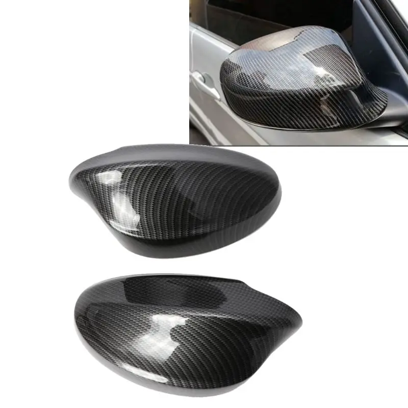 

2Pcs Rearview Mirror Covers Side Mirror Cap Carbon Fiber Pattern ABS Shell