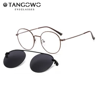 tangowo retro round clip on uv400 polarized sunglasses women man brand designer optical metal magnetic glasses frame dp33065