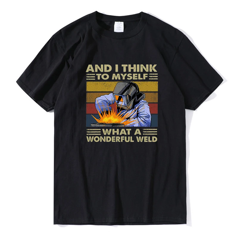 

Забавная Летняя мужская футболка в стиле ретро «сварщик и я думаю о себе», забавная повседневная мужская футболка из 100% хлопка, забавные подарки