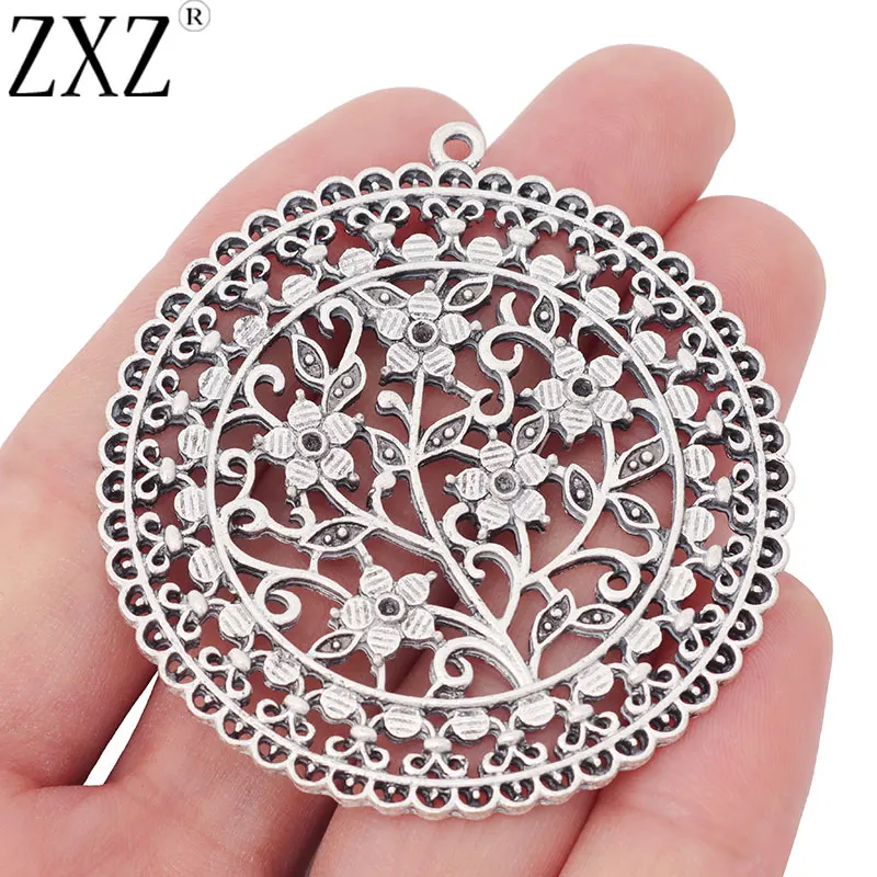 ZXZ 2 шт тибетские серебряные большие филигранные круглые подвески в виде цветка