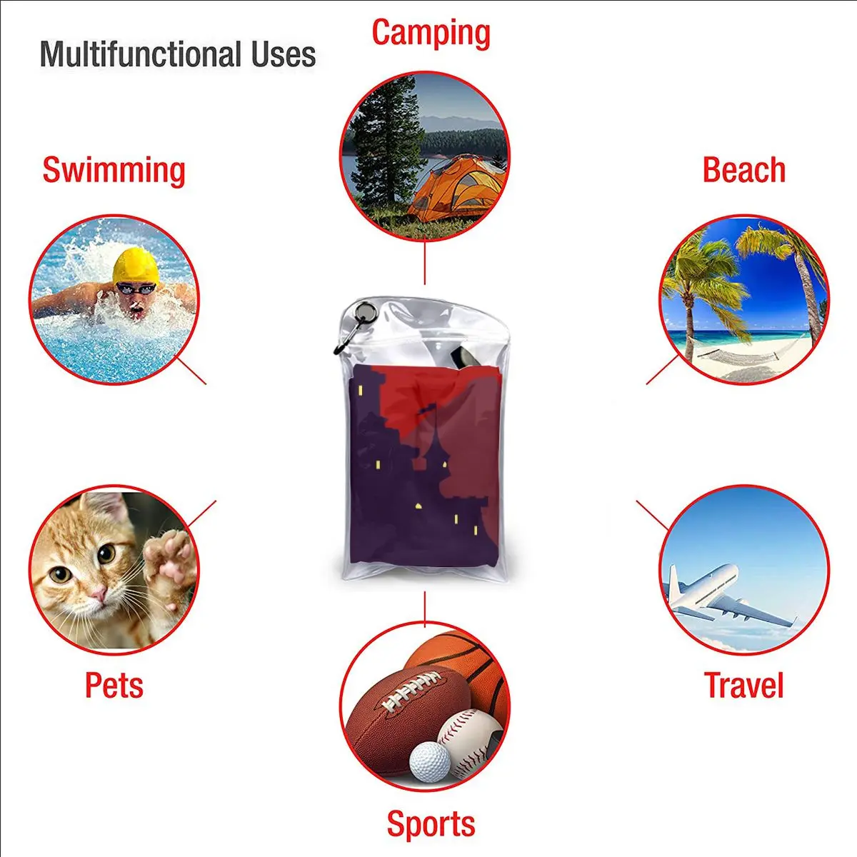 Quick Drying Pocket Towel Castle With Dragon Flying Portable Water Absorbent No Pilling Sports Bath | Дом и сад