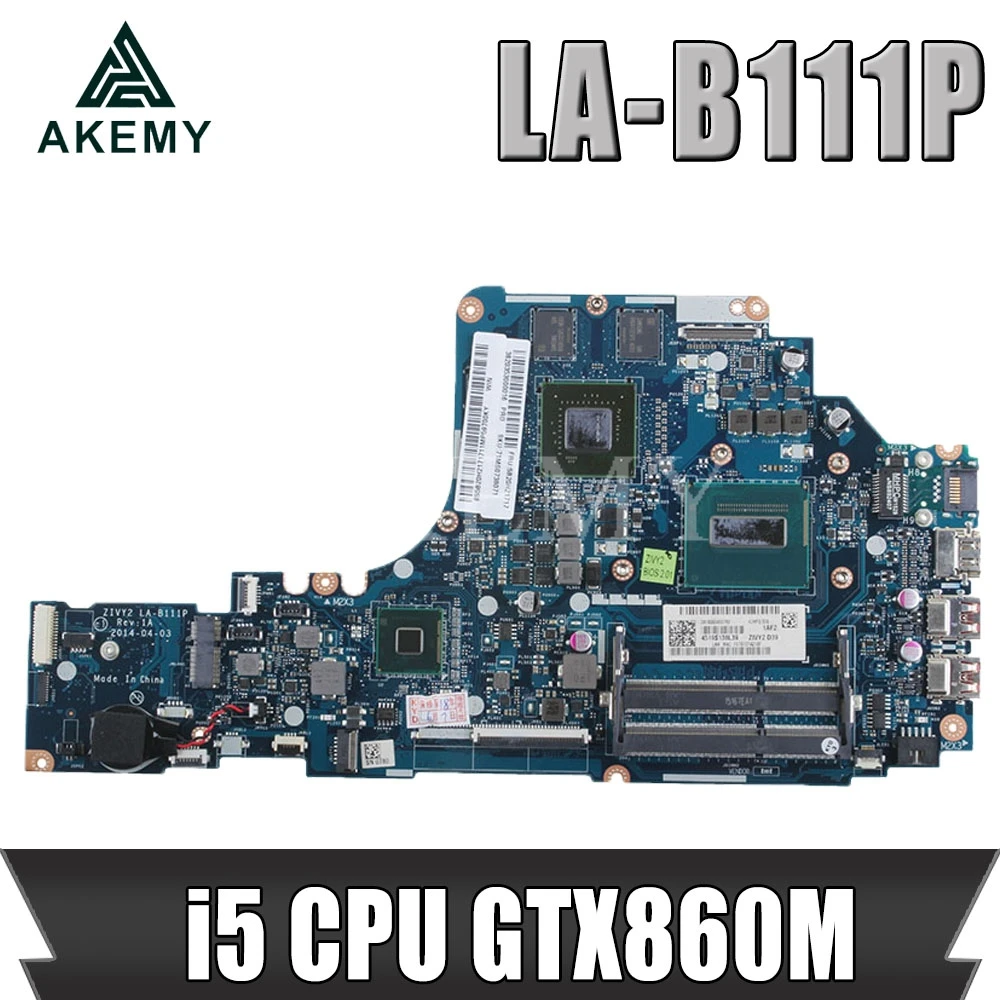 

HD ZIVY2 LA-B111P motherboard For Lenovo Y50-70 laptop motherboard i5 CPU GTX860M original Test motherboard notebook