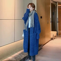 y2k streetwear long sweater women 2021 autumn new baggy knit cardigan top blue cashmere pull femme mid sueter blouse mujer