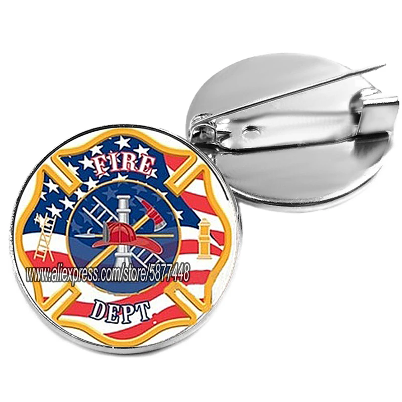 Модная стеклянная брошь Fire Dept булавка огнетушитель значок с топором на шлем