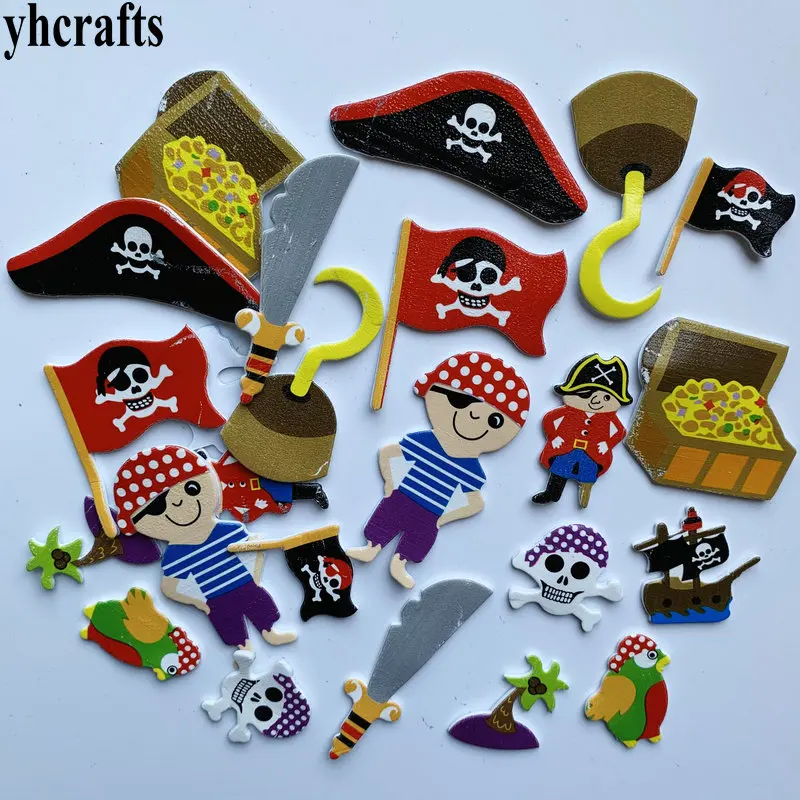 Pegatinas de espuma de pirata DIY, manualidades, art&iacute;culos de actividades, jard&iacute;n de infantes, Juguetes educativos de aprendizaje temprano, regalos de cumplea&ntilde;os, Halloween, 1g/lote-0