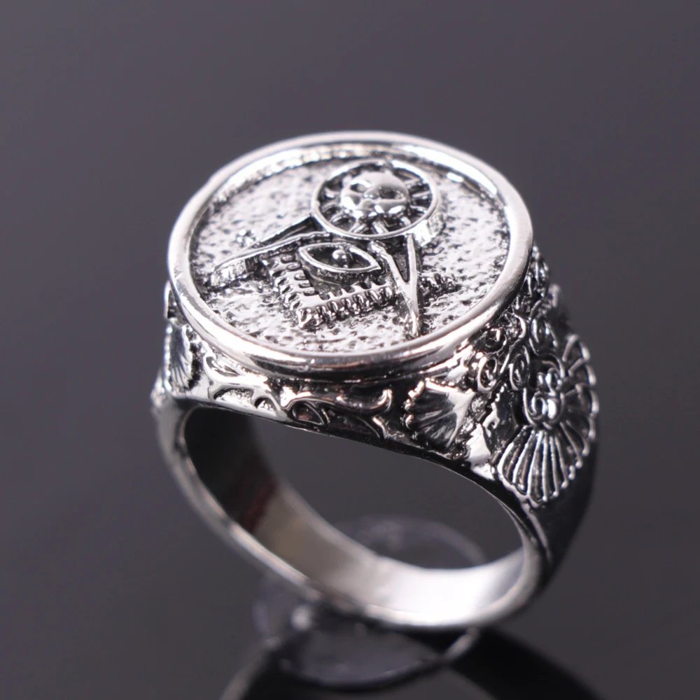 

FDLK Mens Vintage Sun Masonic Silver Colour Ring Personality Punk Religion Jewelry