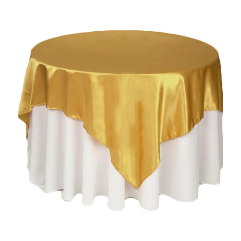 Wedding Party Favor Gold Pink Red 16 Colors Square 145cm Satin Fabric Table Cover Birthday Baptism Decor Tablecloth 5 Pieces | Дом и сад