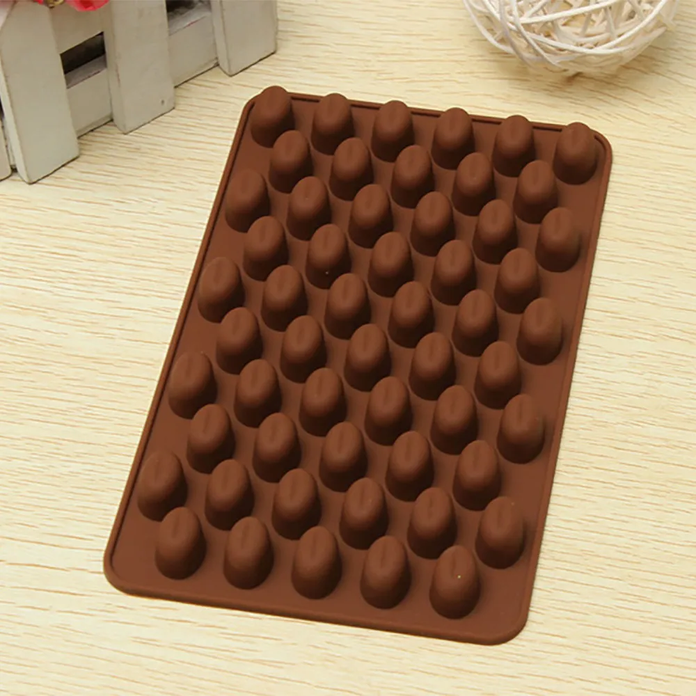 High Quality chocolate mold Silicone Chocolate Coffee Beans Mould Candy Cake Sweets 55 Cavity Sugar Baking Mat for | Дом и сад