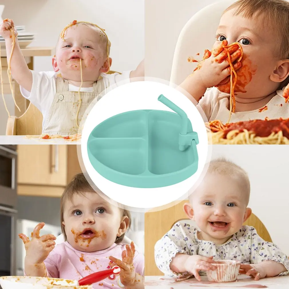 

Baby Silicone Tableware Set Infant Solid Color Waterproof Bib Newborn Feeding Burp Cloth Toddler Dinner Plate And Spoon Fork