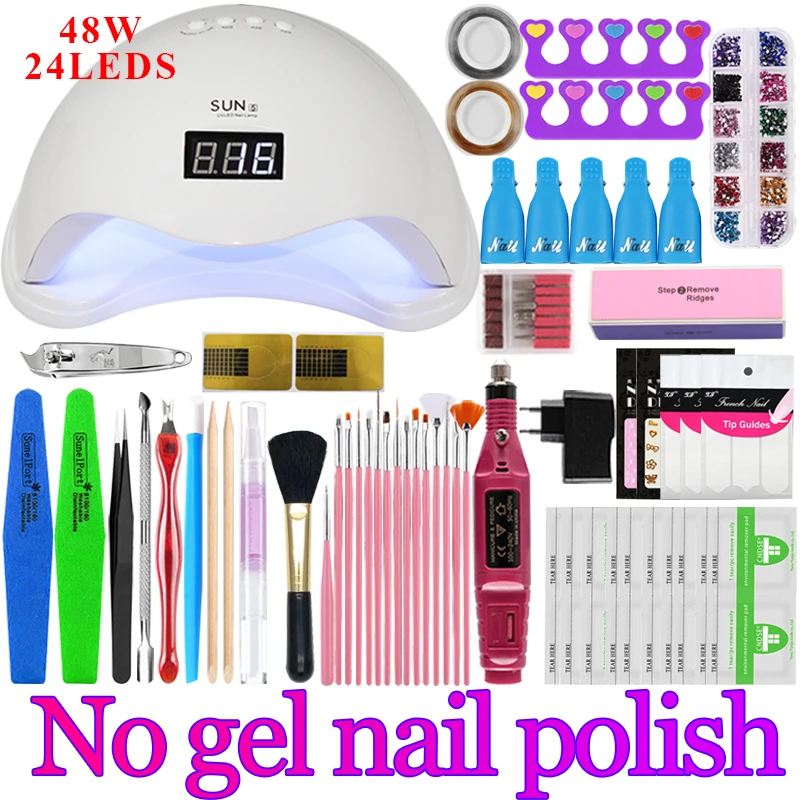 48w lamp no Polish 84/48 кГц/24 Вт УФ лампа 12 Цвет био-Гели Soak Off Гель для ногтей лаки для ногтей комплект гель-лаков для ногтей маникюрный набор для полировки ногтей, электрические маникюрные ручка комплект - Цвет: 48w lamp no Polish