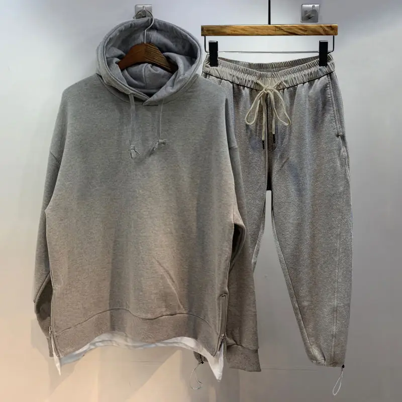 

2021 Spring and Autumn New Youth Solid Color Hooded Long-Sleeve Suit