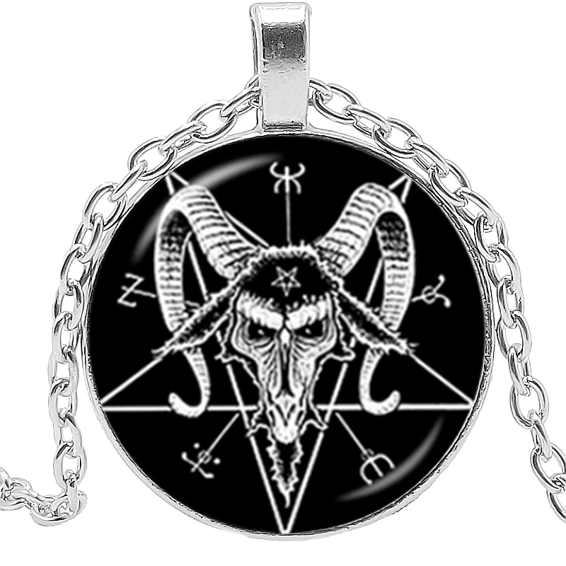 

Gothic 2020 New Pentagram Necklace Evil Devil Mysterious Pentagram Round Glass Pendant Necklace Ornament