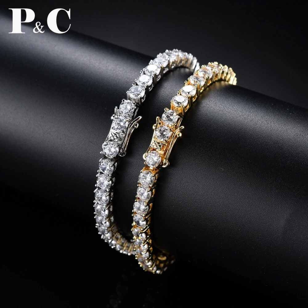 Браслет медный для мужчин и женщин Теннисный ювелирный украшение в стиле хип хоп