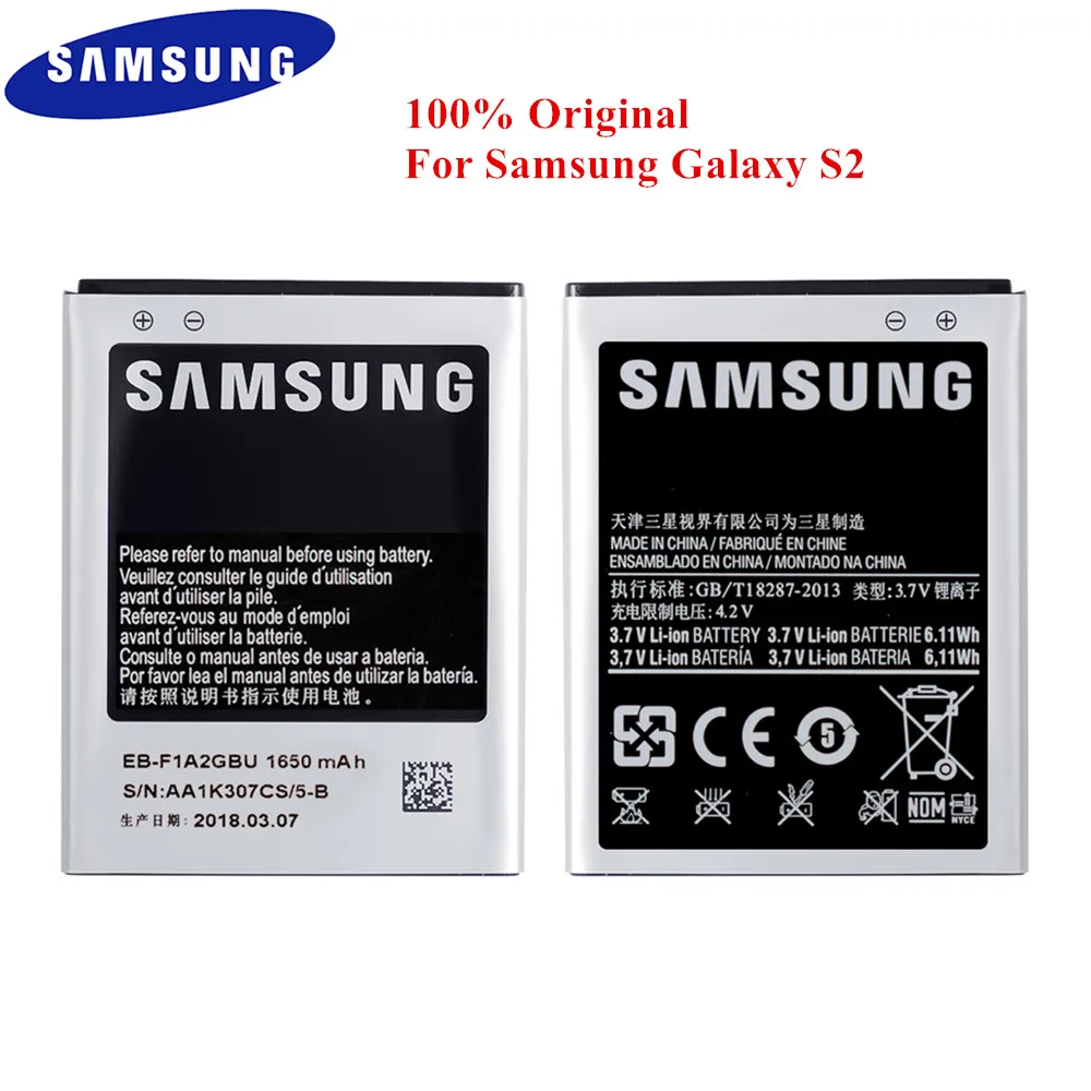 Original samsung Battery EB-F1A2GBU for Samsung Galaxy S2 GT-i9100 i9108 i9103 i9105 I777 i9188 i9050 i9100G i9100T 1650mAh Akku | Мобильные
