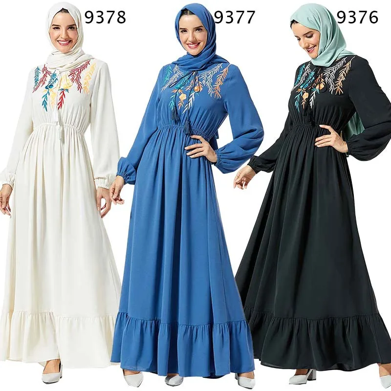 Мусульманское платье абайя Дубай с вышивкой турецкие платья Хиджаб Caftan Marocain