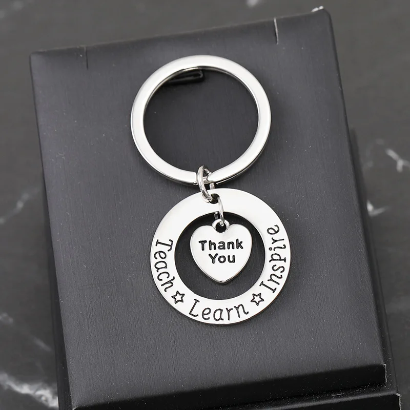 1pc Keychain Thank You Teach Learn Inspire Keyring Key Ring Jewelry For Teachers Day Thanksgiving Gift Hot Sale | Украшения и
