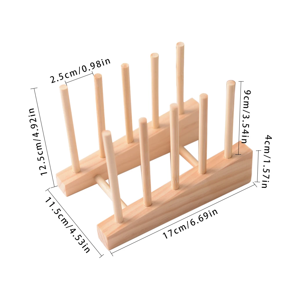 

3/4/5/7 Slots Plate Drainer Wooden Dish Rack Kitchen Plate Drying Holder Book CD Picture Display Stand Desk Storage Stand