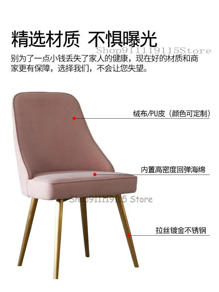 Custom Nordic Luxury Dining Chair Household Net Red Makeup Simple Desk Toilet Stainless Steel Back |